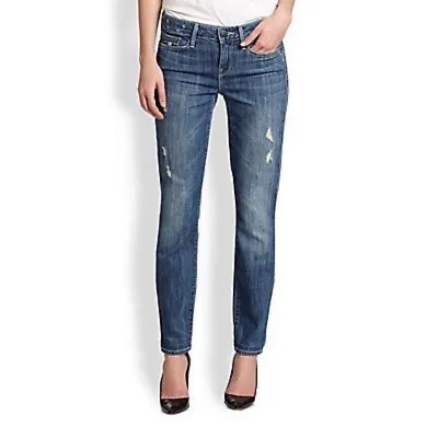 Vince Women Dylan Distressed Mid Rise Skinny Jeans Size 24 Blue • $45