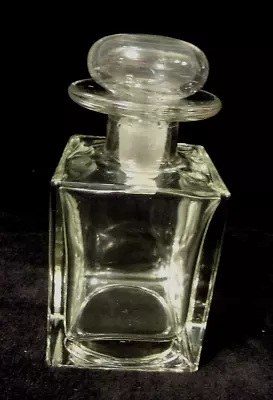 NWOT CLEAR HEAVY GLASS VANITY BOTTLE With GLASS STOPPER • £16.40