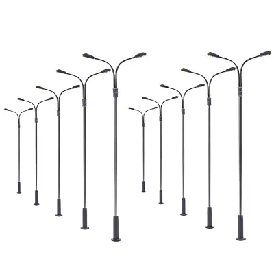 LQS13 10pcs Model Railway OO HO Gauge Two-heads Lamp 10cm Street Lights LED • £10.99