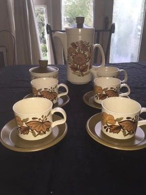 £74.90 • Buy Royal Worcester Group Palissy Kismet Retro Vintage Tea Coffee Set Cups Saucers