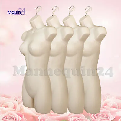 $85.40 • Buy Lot Of 4 Flesh Female Dress Mannequin Forms /hanging Hooks Plastic Woman Display