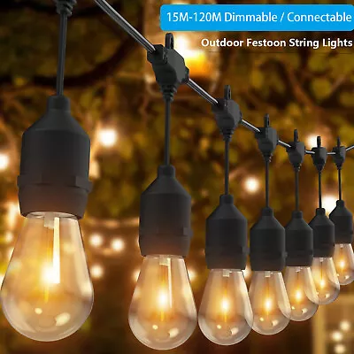 15M-120M Dimmable LED Festoon Lights Outdoor Wedding Garden Party Patio String • $346.73