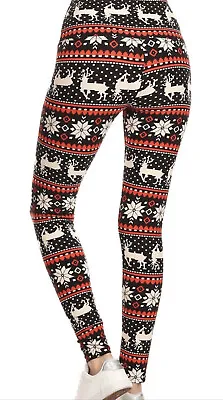 Leggings Buttery Soft  Reindeer & Snowflakes  Extra Plus NWT Fair Isle • £7.71