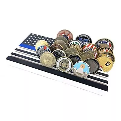 6 Rows American Flag Coin Holder - Thin Blue Line Military Challenge Coin  • $40.24