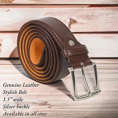 Men’s Top Grain Leather Belts For Men Genuine Solid Belt Workmen 1.5inch Width • $17.99