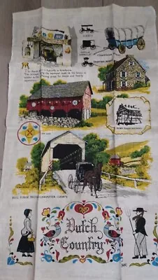 Vtg Kay Dee Linen Tea Towel Pennsylvania Dutch Country Amish Horse Buggy NWOT • $15