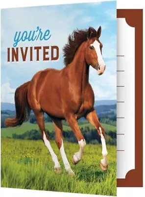 Horse And Pony Animal Western Theme Kids Birthday Party Invitations W/Envelopes • £8.17