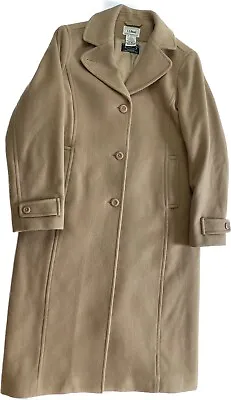 Women’s LL Bean Bellandi Wool Coat Camel Tan Soft Size 10 *Stain* Italy Vintage • $19.99