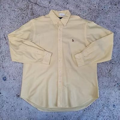 Ralph Lauren OXFORD SHIRT CLASSIC FIT PLAIN 34/35 - Yellow - Size 16.5 • £24.99