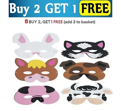 Children's Soft Foam Animal Dressing Up Face Mask Fancy Dress Pig Dog Horse  • £2.49