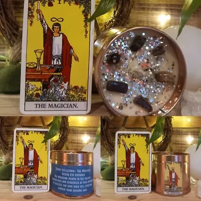 Tarot Card Handmade Candle Vegan Soy Wax The Magician Tigers Eye Fortune • £12.97