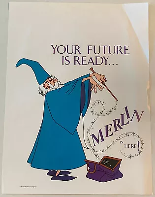 Rare Vintage Disneyland Your Future Is Ready Merlin Is Here 18x24 Poster Litho • $79.95