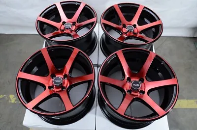 Kudo Racing Mystery 15x8 4x100 +15mm Black Red Wheels Rims Honda Civic Cooper • $644