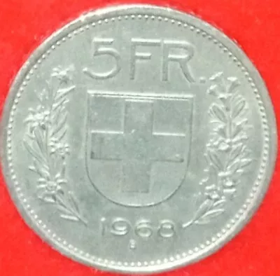 █ Five 5 Francs Fr. Coin Switzerland Swiss Confoederatio Helvetica 1968 █ CHF █ • $7.29