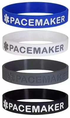 PACEMAKER Medical Alert ID Silicone Bracelets Adult Size (4 Pack) • $11.95