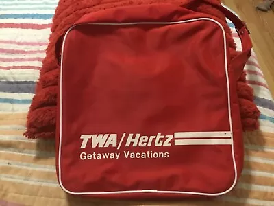 Vintage! Red Twa/ Hertz Getaway Vacations Tote Bag 2 Pocketsexc Cond.free P& H • $28