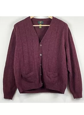 Club Room XL Men’s 100% Lambs Wool V Neck Button Up Burgandy Sweater Cardigan • $25