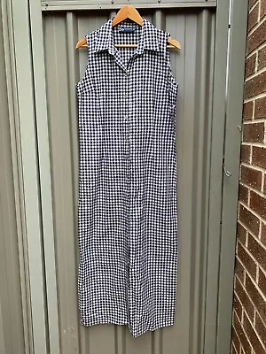 BACKSTAGE ESSENTIALS Womens Full Length Gingham Shirt Dress NWT Size 14 Aus Made • $55