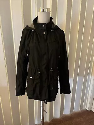 Merona Hooded Jacket Full Zip Long Sleeve Women's Size Small Black Lined • $7.99