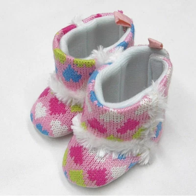 £3.99 • Buy Baby Girls Knitted Heart Print Boots/booties Christmas Xmas Gift Present