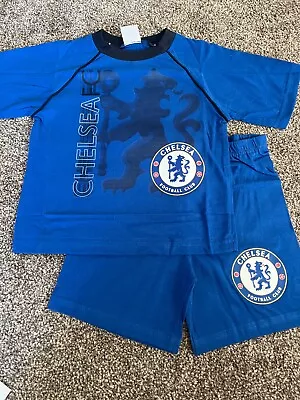 Kids Chelsea FC Short Pyjamas Boys 4-5 Years Football Club Kit Shorts T-shirt • £9.99