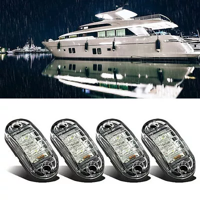 4x Marine Boat Stern Transom White LED Deck Courtesy Bow Trailer Pontoon Lights • $8.22