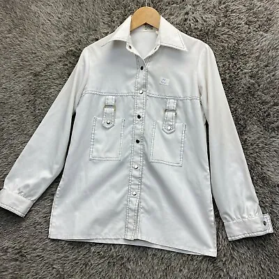 Vintage Western Shirt Snap Rockabilly Men Size Medium Polyester White • $25.27