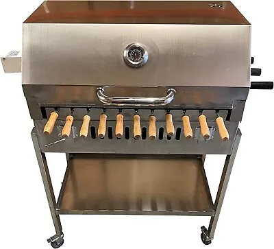 Stainless Steel Cypriot Greek Rotisserie Charcoal Spit BBQ With Lid • £489.99
