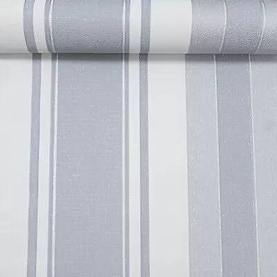 Arthouse Silver Grey White Stripe Heavyweight Vinyl Wallpaper Paste The Wall NEW • £1.89