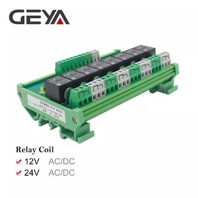 GEYA 8 Channel Interface Relay Module 12V 24V Panel Mount For Automation PLC NEW • $27.75