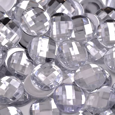 Crystals Flat Back Rhinestones GLUE On Acrylic Stones ROUND Multi Facet 20 MM • £3.58