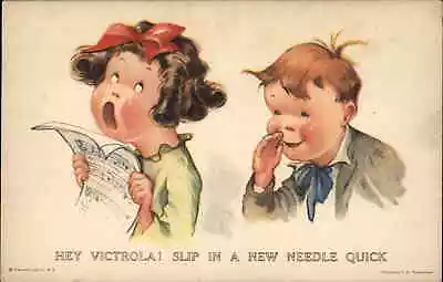 Charles Twelvetrees Cute Kids Singing HEY VICTROLA! C1915 Postcard #127 • $10.79