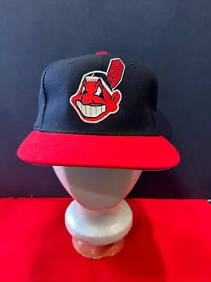 Vintage New Era Cleveland Indians Wool  Fitted Hat Diamond Collection Size 7 1/8 • $89.99