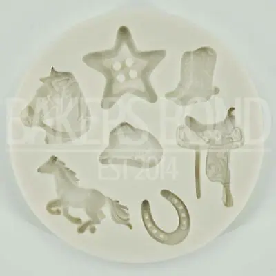 Horse Head Shoe Saddle Star Cupcake Cake Icing Topper Silicone Mould • £5.49