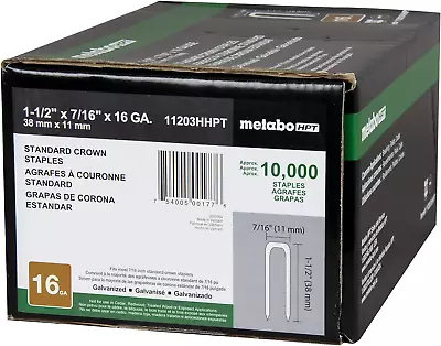 Metabo HPT Staples | 7/16 In. X 1-1/2 In. | Standard Crown | 16 Gauge | Electro • $81.51