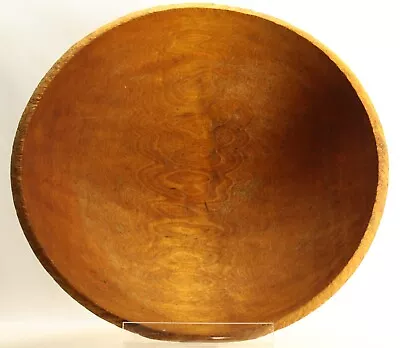 = Antique 19th C. Turned Elm Wood Treenware Mixing Bowl Large 17  New England • $185