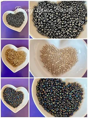 Toho Size 8/0 Japanese Seed Beads  Hematite Gold Lined Crystal Rainbow Iris • £2.50