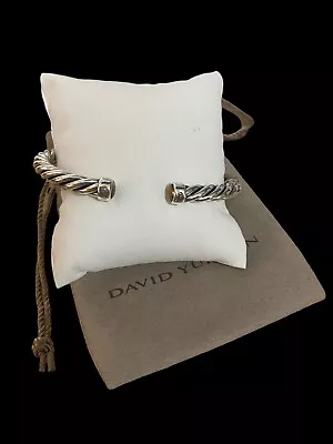 Size LARGE David Yurman 925 Sterling Silver Tiger’s Eye Cable Cuff Bracelet • $325