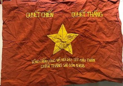 FLAG  VC Vietcong NVA NLF North VN Army Flag TO WIN  SAI GON 1968   A1 • $34