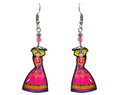 Day Of The Dead Skeleton Graphic Earrings Dia De Los Muertos Jewelry Mexican Art • $13.99