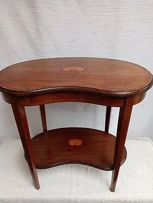 An Edwardian Mahogany And Inlaid Kidney Shaped Two Tier Occasional Table * • £150
