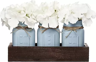 3pc Mason Jar Centerpiece Table Decoration Rustic Farmhouse W/Artificial Flowers • $14.95