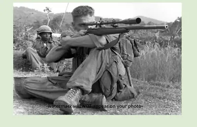 Vietnam War US Marine Sniper Stays Sharp PHOTO Winchester M70 Rifle 3rd Mar Div • $4.28