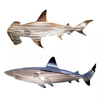 Exquisite Large Metal Shark Wall Art Decor Art Ocean Fish Hanging Sculpture • £10.22