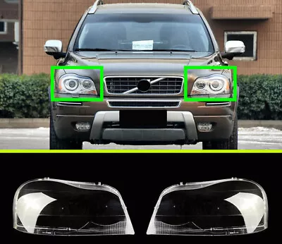 Headlight Glass Lampshade Lens Cover For Volvo XC90 2004 - 2013 Pair 2x • $85.39