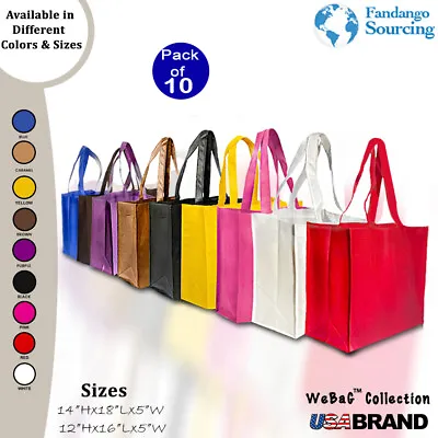 Reusable Grocery Tote Shopping Bags Hand Bags Eco Friendly 10 Pack WeBaG™ Brand • $14.26