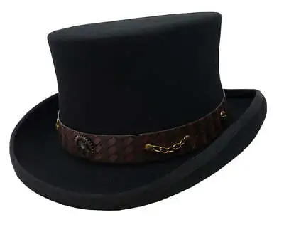 Different Touch Men's Steampunk Wool Top Hat With Leather Band And Chain • $69.99