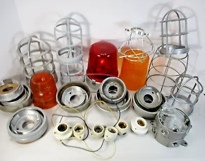 Vintage Industrial Steampunk Wire Metal Light Bulb Cages & Electrical Lot • $33.50