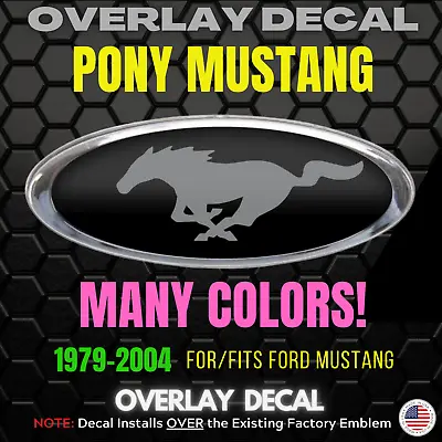 New Pony Mustang Overlay Logo Decal.1987-1996 1997-2004 Fox Body Lots Of Colors • $7.99