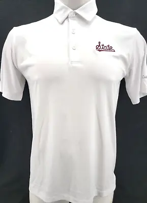 NEW Mississippi State Bulldogs White Columbia Golf SS Collared Polo Shirt Men XL • $25.49